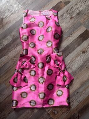 Girls' Pink Floral Bow Party Dress